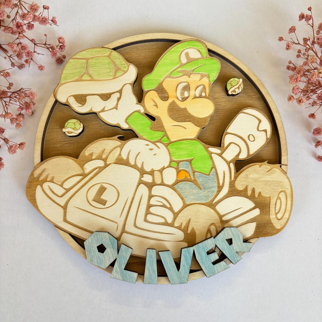 Luigi Baby Room Wooden Wall Plaque - Nursery Name Door Sign - Self ...
