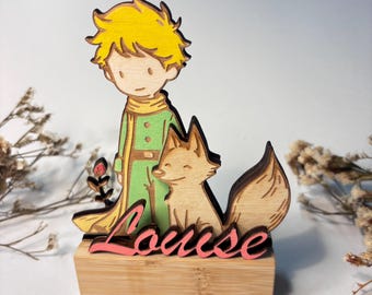 The Little Prince Wooden Keepsake Figure - Decorative Layered Gift Display - Handmade & Customizable - Nursery Theme - Custom Name - Cute