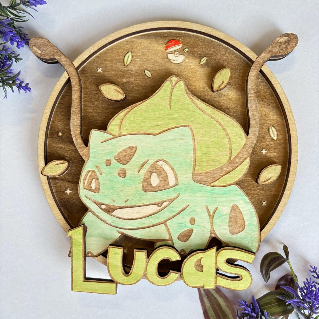 Bulbasaur Baby Room Wooden Wall Plaque - Nursery Door Sign - Self ...