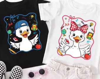 Duck Back to School T-Shirt: Cartoon Teacher Gift