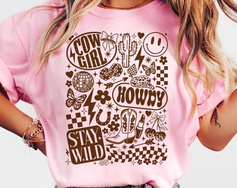 Comfort Colors® Cowgirl Howdy Shirt: Retro Western Y2K Graphic Tee