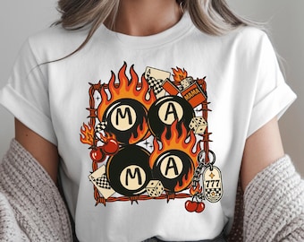 Camiseta Rockabilly Mama, Camiseta con estampado estilo tatuaje