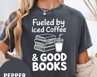 Comfort Colors® Iced Coffee & Books Shirt - Reader Graphic Tee