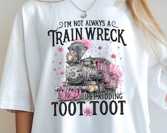 Train Wreck Just Kidding Graphic Tee, Funny Retro Style