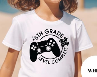 5th Grade Level Complete Gamer T-Shirt: Back to School Youth Tee
