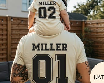 Matching Dad and Baby Number Shirts: Personalized Jersey Family Outfits