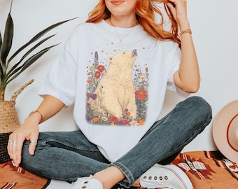 Comfort Colors® Floral Bear Shirt: Cottagecore Graphic Tee