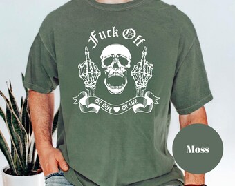 Comfort Colors® Skull Graphic Tee: Gothic Punk Tattoo Style