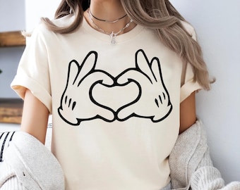 Glove Heart Hands Shirt - Cute Disney Couple Matching Tee
