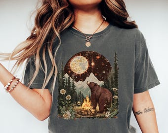 Comfort Colors® Moon Bear Camping Shirt: Wilderness Graphic Tee