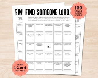 Bingo para encontrar a alguien, Bingo para fomentar el espíritu de equipo, Bingo para encontrar al invitado, Juegos para romper el hielo, Bingo humano, Juegos de reunión de clase, Actividad para romper el hielo