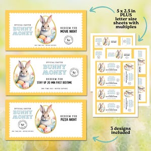 Editable Easter Coupons for Kids, Printable Easter Bunny Money Bucks, Easter Basket and Egg Filler Gifts, Easter Egg Coupons, Easter Voucher