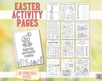 24 afdrukbare paas-activiteitenbladen, paasspelletjes voor kinderen, kleurplaten Pasen, paasactiviteiten in de klas, paasactiviteitenboek voor kinderen