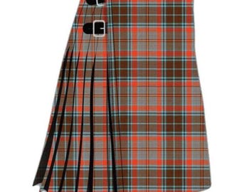 Kilt escocês tradicional de tartan irlandês do Condado de Leitrim, feito à mão na Escócia. Peso pesado de 16 oz (454 g) e 8 jardas (7,3 m).