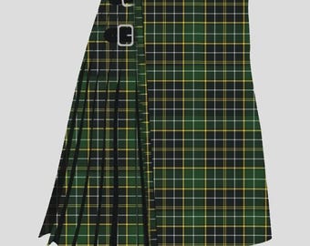 Falda escocesa moderna de tartán Forrester Hunting - Falda escocesa tradicional de tartán Forrester Hunting Family, hecha a mano en Escocia, 16 oz, peso pesado, 8 yardas