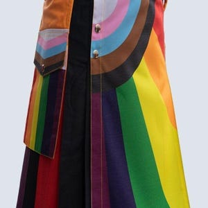 Kilt LGBTQ feito à mão para o Orgulho - Kilt escocês de algodão utilitário feito à mão - Orgulho Gay - Presente LGBT