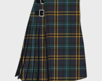 Falda escocesa moderna de tartán Weir - Falda escocesa tradicional de tartán Weir, hecha a mano, de 16 oz y 8 yardas de grosor.