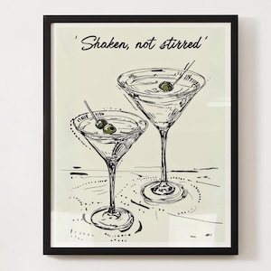 Dirty Martini Art Print | Bar Cart Decor Cocktail Poster | Party Signature Drink Sign | Trendy Wall | Minimalist Elegant Sophisticated