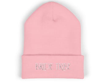 Gorro clásico bordado con puños de Bride Tribe / Accesorio de boda, regalo para fiesta nupcial, ropa de invierno, despedida de soltera