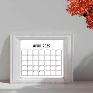 Minimalist April 2025, Monthly Calendar PDF, Sunday, Monday Start April 2025 Calendar, Printable Planner for Home Work, Kids Schedule