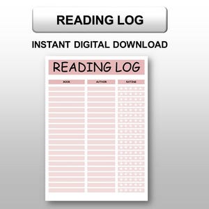 Registro de lectura imprimible, Seguimiento de lectura, Libros para leer, Libros que he leído, Registro de lectura, Tamaño A4/A5/Carta/Media página, Descarga instantánea en PDF