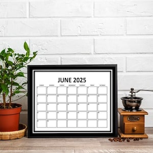 Dated JUNE 2025 Minimalist Monthly Calendar Printable PDF Monthly Planner Printable Planner for Home Work, Kids Schedule Instant Download