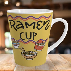 Cute Ramen Mug, Funny Coffee Cup for Kids, Gift for RAMEN Lovers, Kitchen Decor, Unique Drinkware