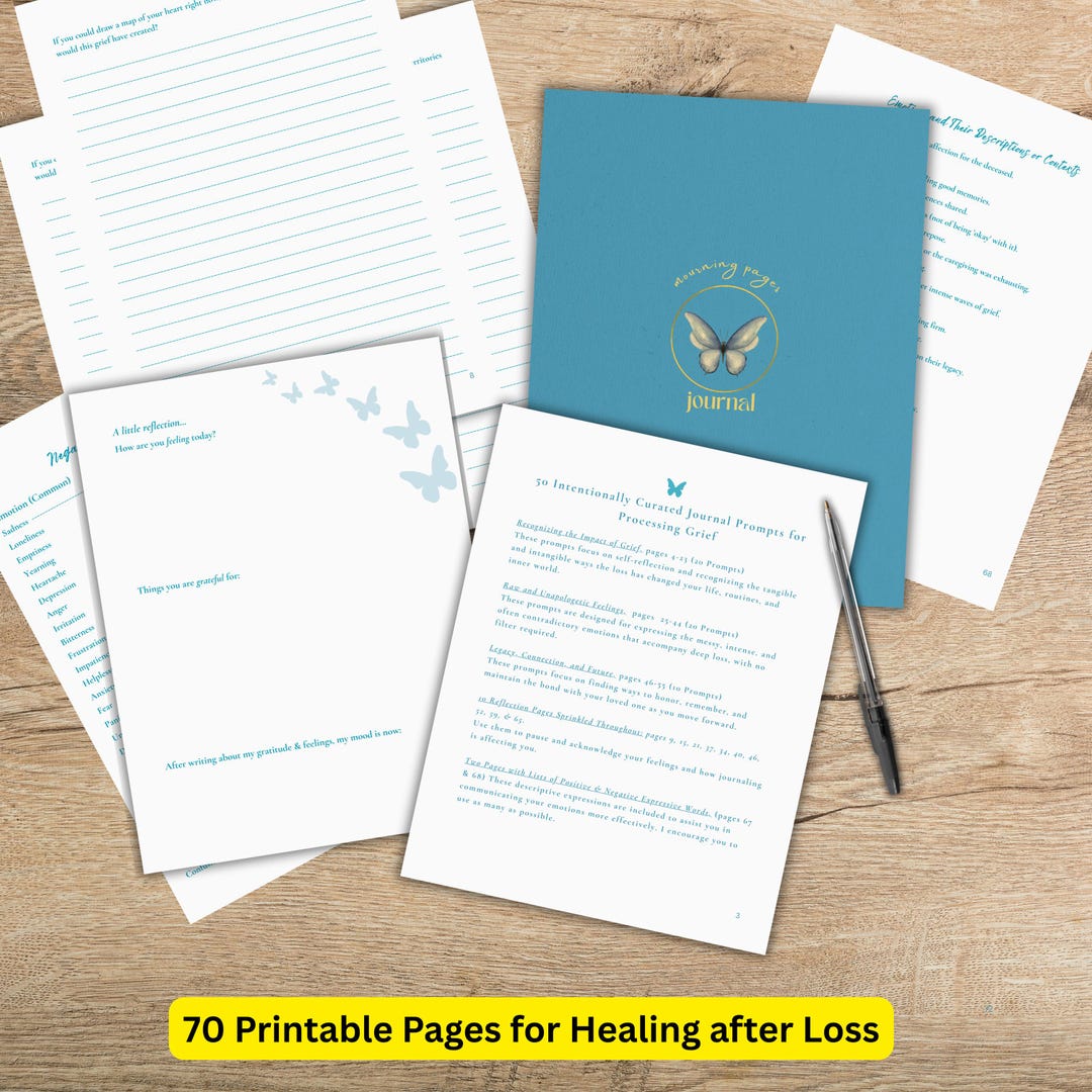 Printable Grief Journal: Digital Download Notebook With Prompts for ...