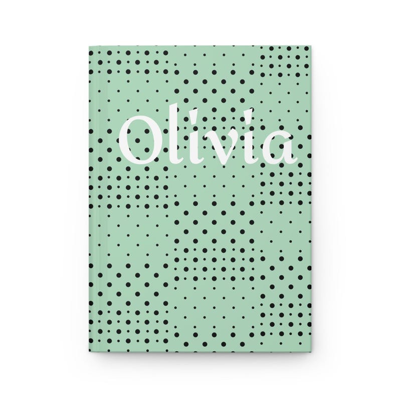 Mint Polka Dot Personalized Hardcover Journal: Custom Trendy Light Green Notebook Line Ruled image 2
