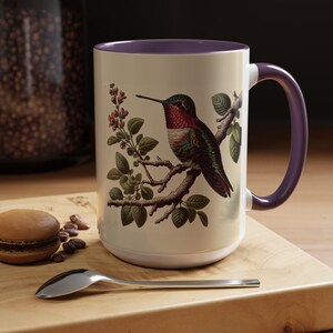 Hummingbird Coffee Mug: Vintage Floral Design, Nature Lover Gift