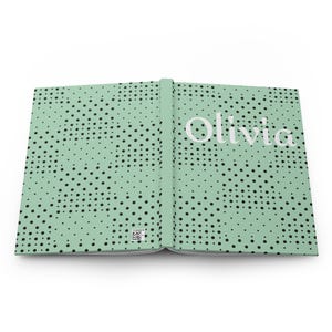 Mint Polka Dot Personalized Hardcover Journal: Custom Trendy Light Green Notebook Line Ruled image 6