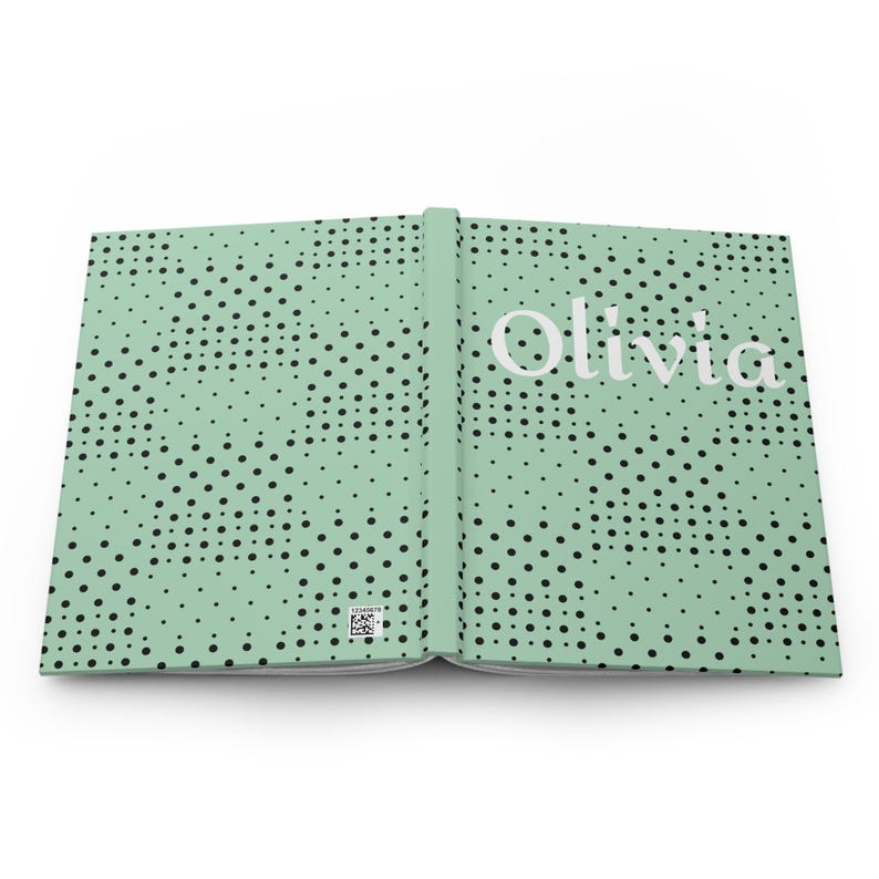 Mint Polka Dot Personalized Hardcover Journal: Custom Trendy Light Green Notebook Line Ruled image 6