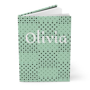 Mint Polka Dot Personalized Hardcover Journal: Custom Trendy Light Green Notebook Line Ruled image 4