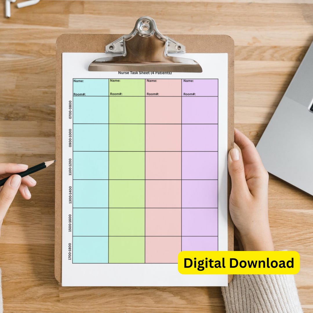Nurse Task Management Sheet: Med Surg RN Planner (digital Download) - Etsy
