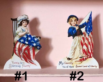Patriotic 4th of July - DUMMY BOARD Decoration - Free Standing - Vintage Style Retro Children - Choose 1/6 Scale or 1:12 Scale Miniature
