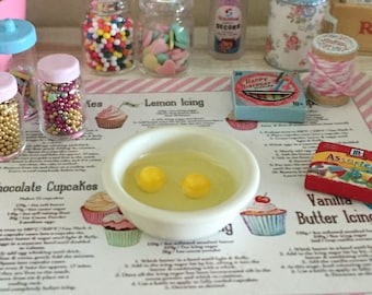 CRACKED EGGS in BOWL - 1:6 Scale Miniature