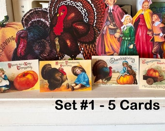 Fall THANKSGIVING GREETING CARDS - Vintage Retro - Available in 1:6 Scale or 1/12 Scale Miniature