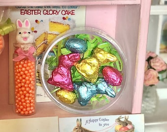 FOIL EASTER CHOCOLATES - Bunny Eggs Grass - Boxed Gift Set - 1:6 Scale Miniature - Blythe Licca Momoko Byers Choice Carolers