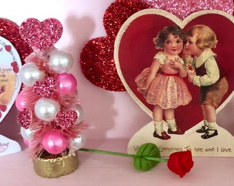 PINK VALENTINE TREE - Mini 1.75" Inch Tall - Suitable for both 1/12 or 1:6 Scale Miniature