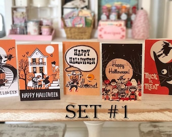 HALLOWEEN GREETING CARDS - Vintage Retro - Available in 1:6 Scale or 1/12 Scale Miniature