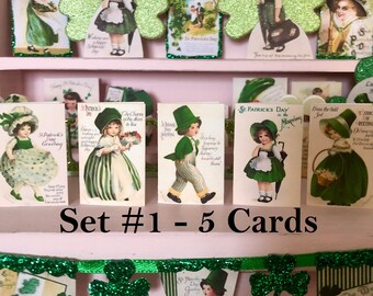 St. PATRICK'S DAY CARDS - Vintage Retro Prints - Choose 1:12 Scale Dollhouse Miniature or 1/6 Playscale Mini