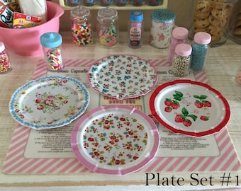 MINIATURE Paper Plates - Set of 4 - Choose 1:6 Scale or 1/12 Scale Miniature