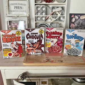 Retro VINTAGE Monster CEREAL BOXES - Available in 1:12 Scale or 1/6 Scale Miniature