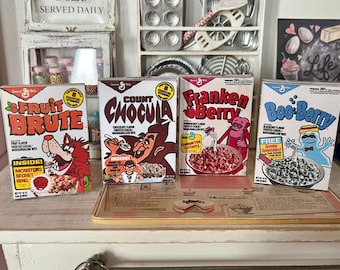 Retro VINTAGE Monster CEREAL BOXES - Available in 1:12 Scale or 1/6 Scale Miniature