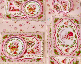 Miniature - Strawberry Shortcake Party Table Setting - Plates Napkins Placemats - Choose 1/6 Scale or 1:12 Scale Miniature