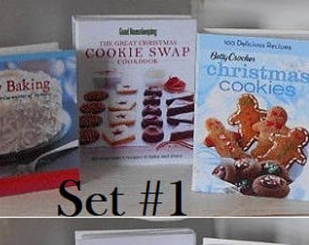 MINIATURE COOKBOOKS - Christmas Holiday Pies Cakes Cupcakes Baking - Choose 1/12 or 1:6 Scale Miniature