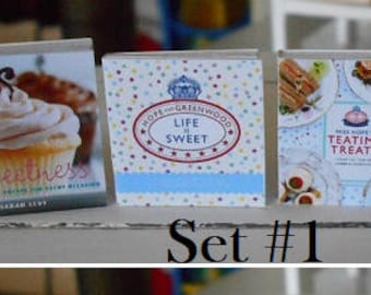 MINIATURE COOKBOOKS - Cakes Cupcakes Donuts Brownies Baking - Choose 1/12 or 1:6 Scale Miniature