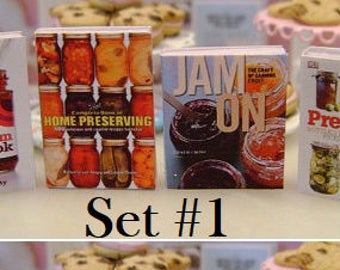 MINIATURE COOKBOOKS - Jams Preserves Canning Ice Cream Baking Desserts - Choose 1/12 or 1:6 Scale Miniature