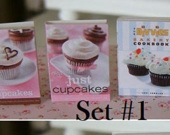 MINIATURE COOKBOOKS - Cakes Cupcakes Cookies Baking - Choose 1/12 or 1:6 Scale Miniature