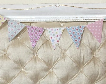 Shabby Chic Fabric BUNTING FLAGS BANNER - Choose 1/6 Scale or 1:12 Scale Miniature